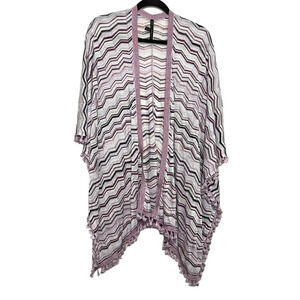 White House Black Market Chevron Knit Shawl Wrap Size M/L fringes tassel